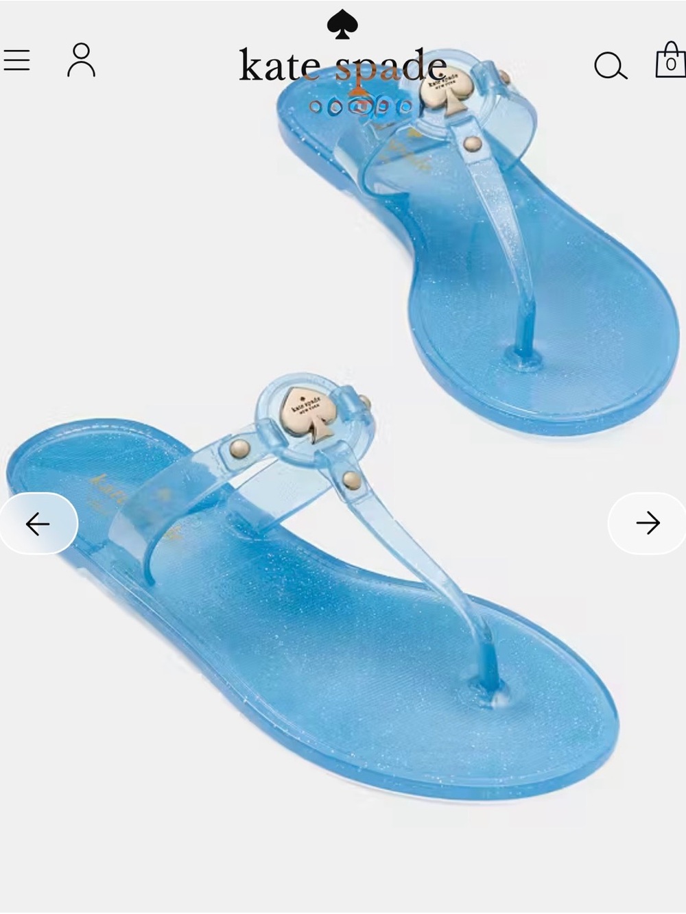 kate spade Kendall jelly t-strap  Light Blue Sandals with Heart Charm NWT